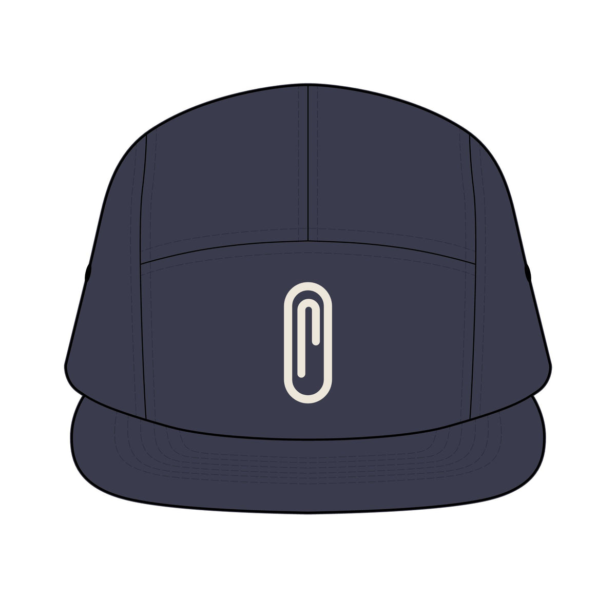 Paperclip Camper Cap, flat bill hat with the 35c paperclip mark (river blue navy)