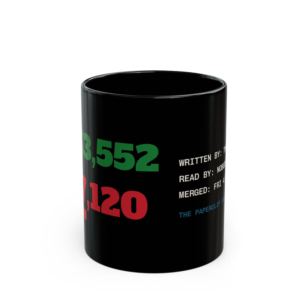 Diff Stat black coffee mug, funny code review gift for programmers