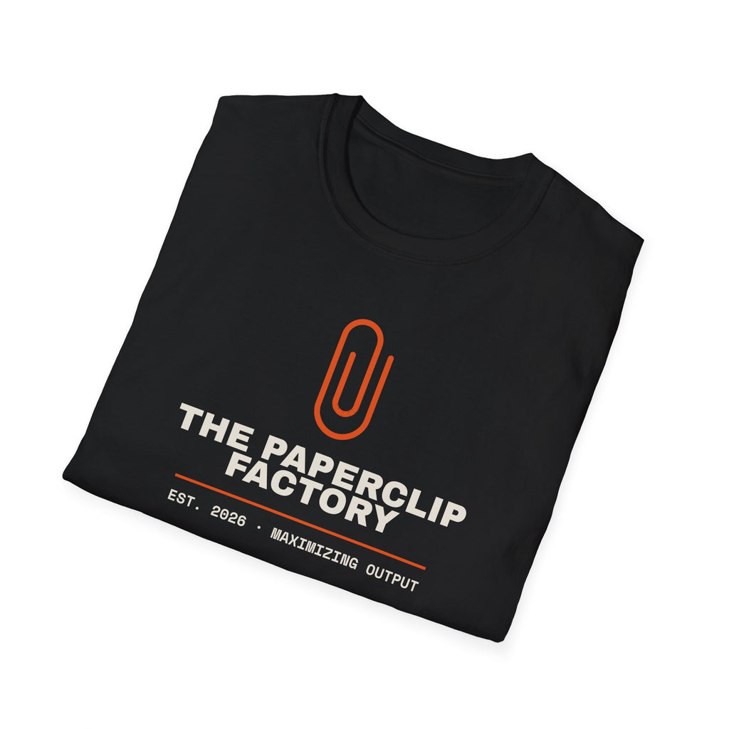 The Paperclip Factory t-shirt, paperclip maximizer joke for AI engineers