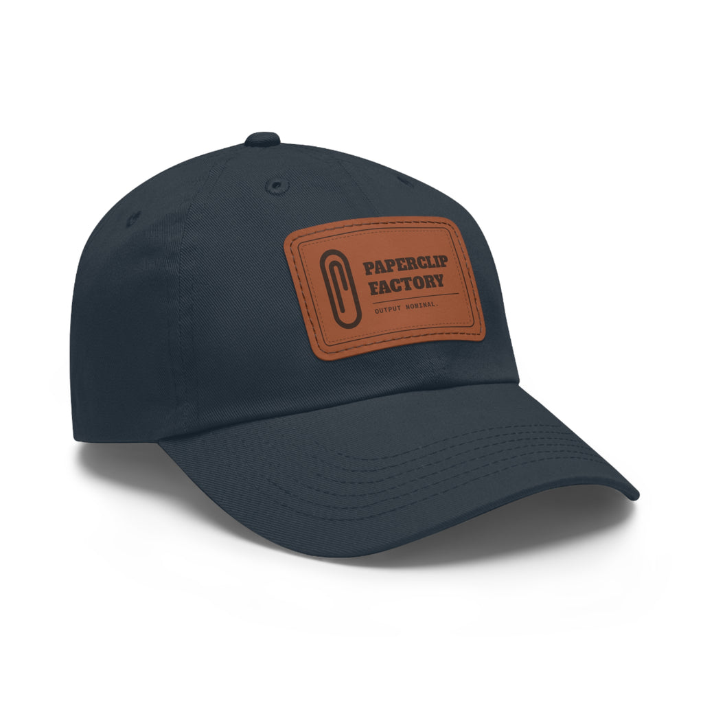 Paperclip Leather Patch Hat, chino twill dad hat with leather patch