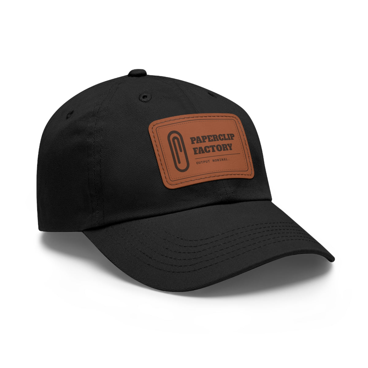 Paperclip Leather Patch Hat, chino twill dad hat with leather patch