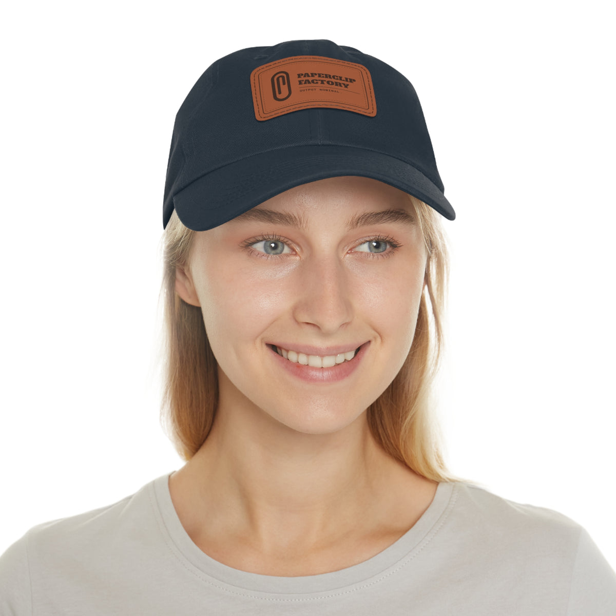 Paperclip Leather Patch Hat, chino twill dad hat with leather patch