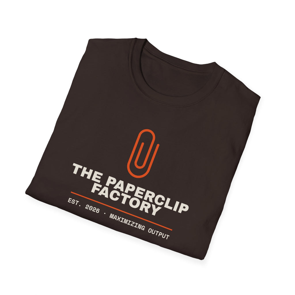 The Paperclip Factory t-shirt, paperclip maximizer joke for AI engineers