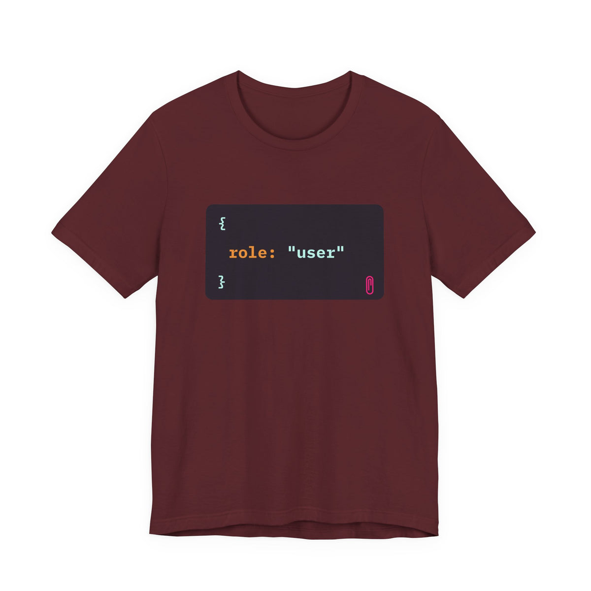 role: user t-shirt, matching AI couples shirt for AI engineers (maroon)