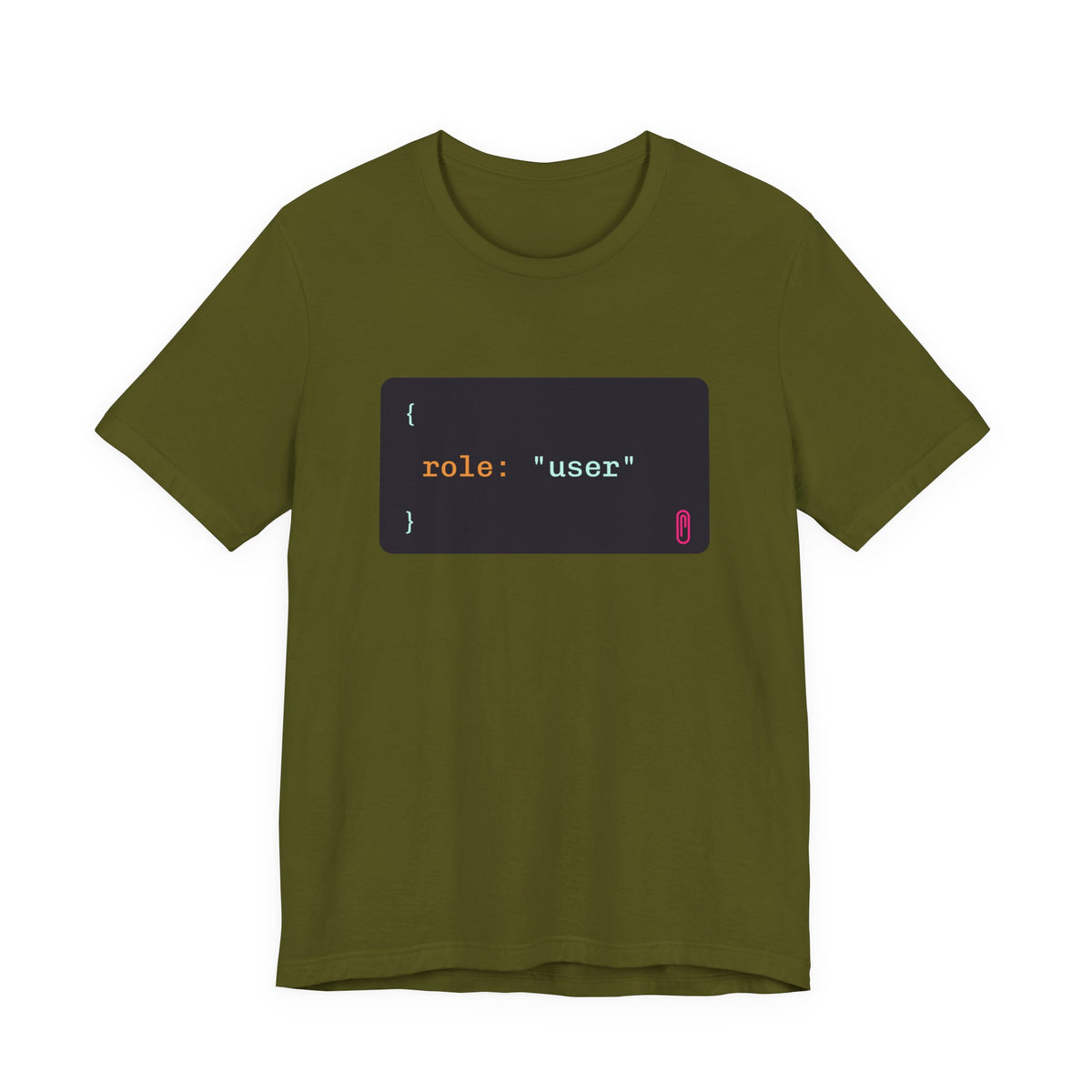 role: user t-shirt, matching AI couples shirt for AI engineers (olive)