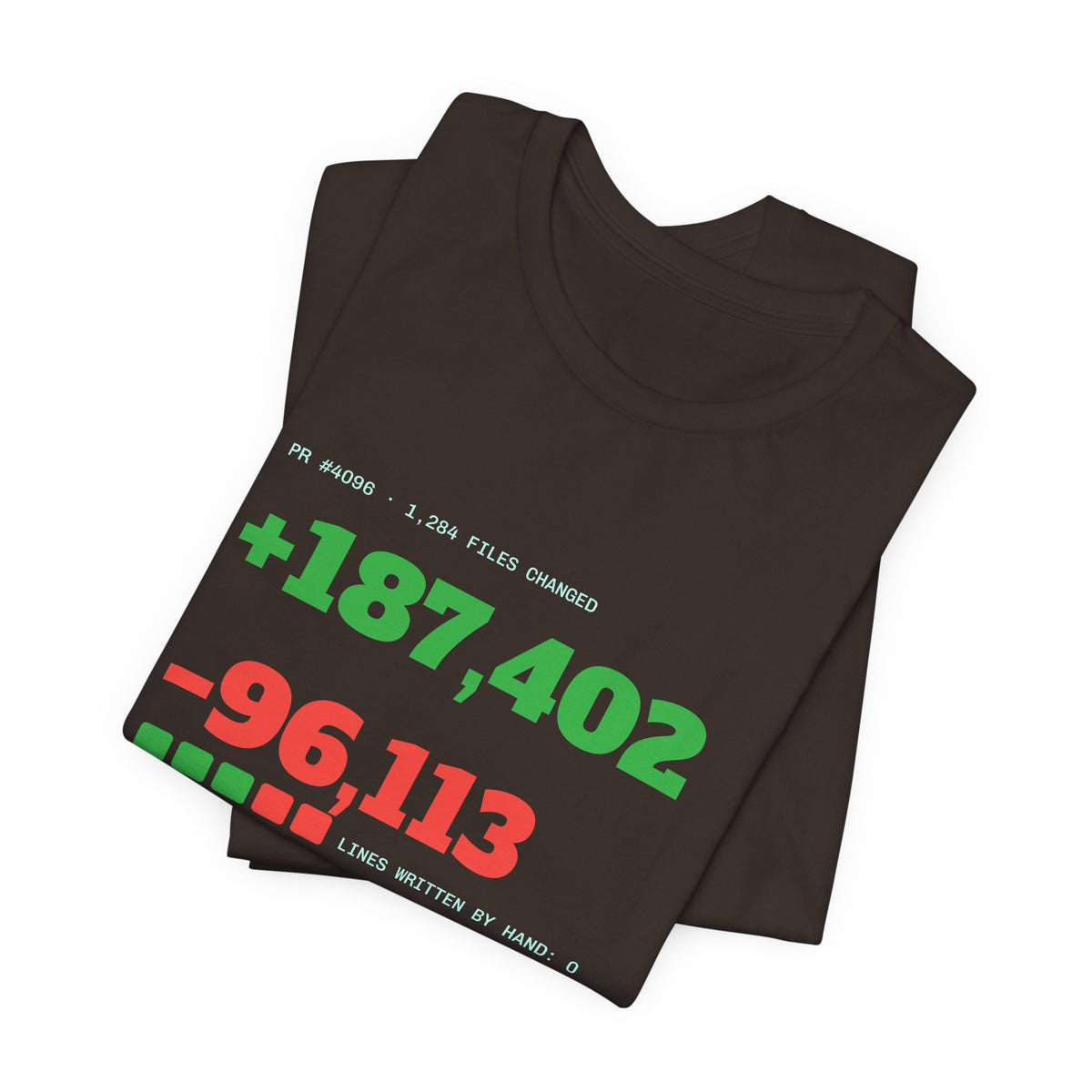Diff Stat t-shirt with a giant code diff, funny code review gift for developers