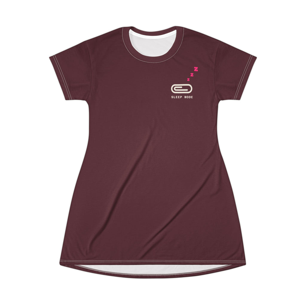 Sleep Mode long sleep shirt in wine, cozy sleepwear gift for AI engineers