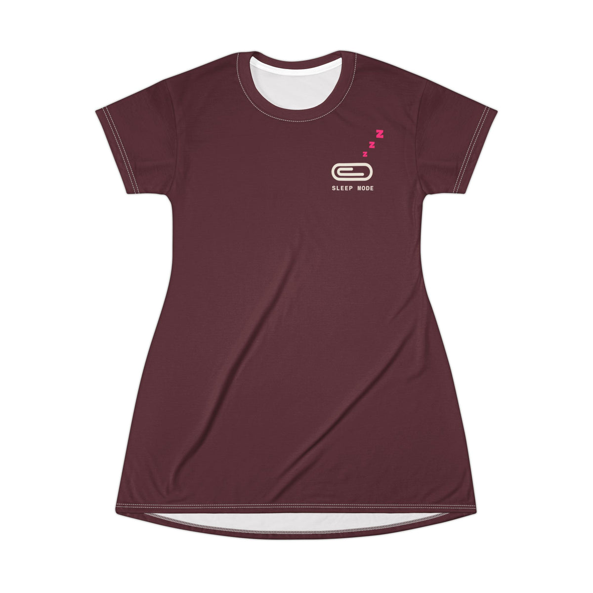 Sleep Mode long sleep shirt in wine, cozy sleepwear gift for AI engineers