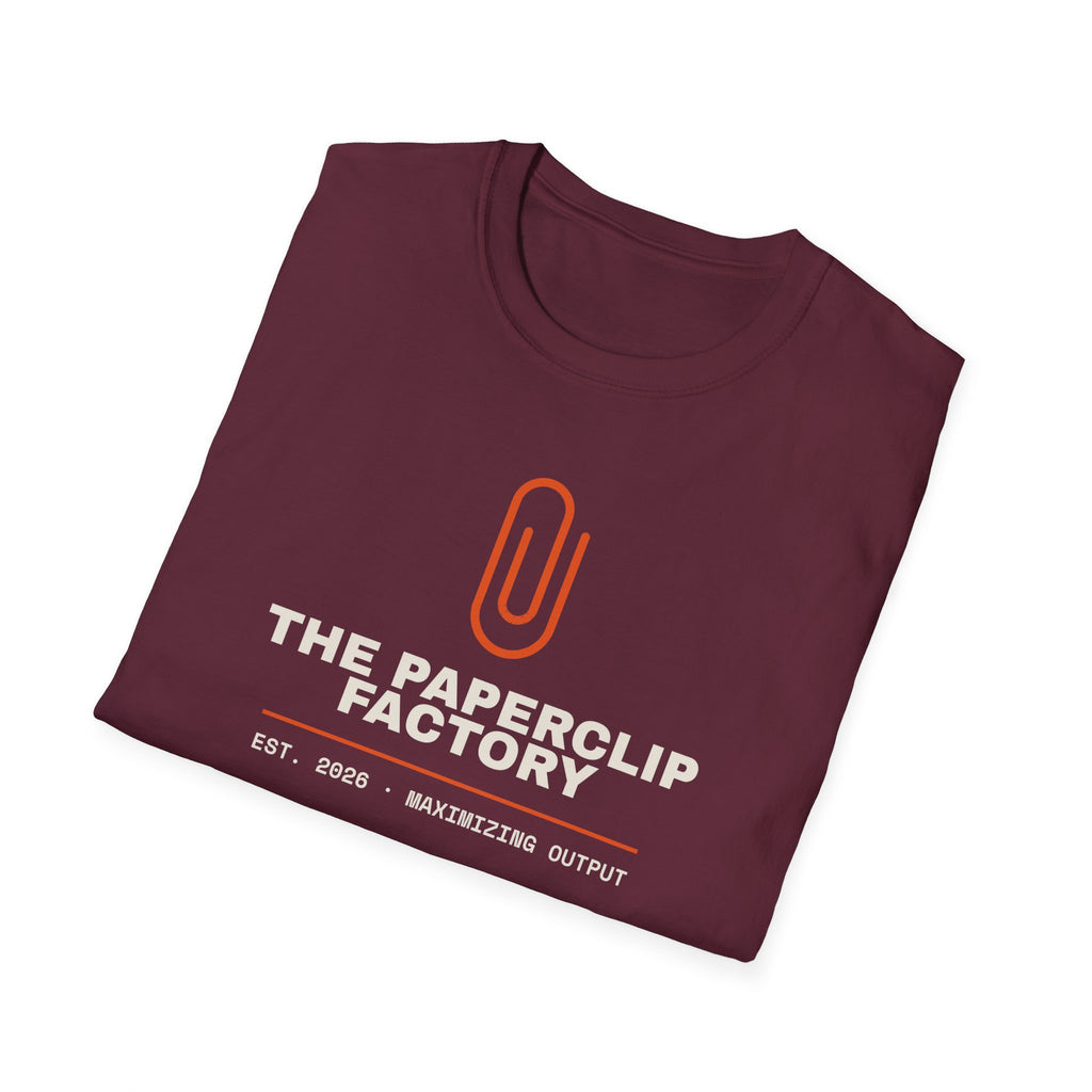 The Paperclip Factory t-shirt, paperclip maximizer joke for AI engineers