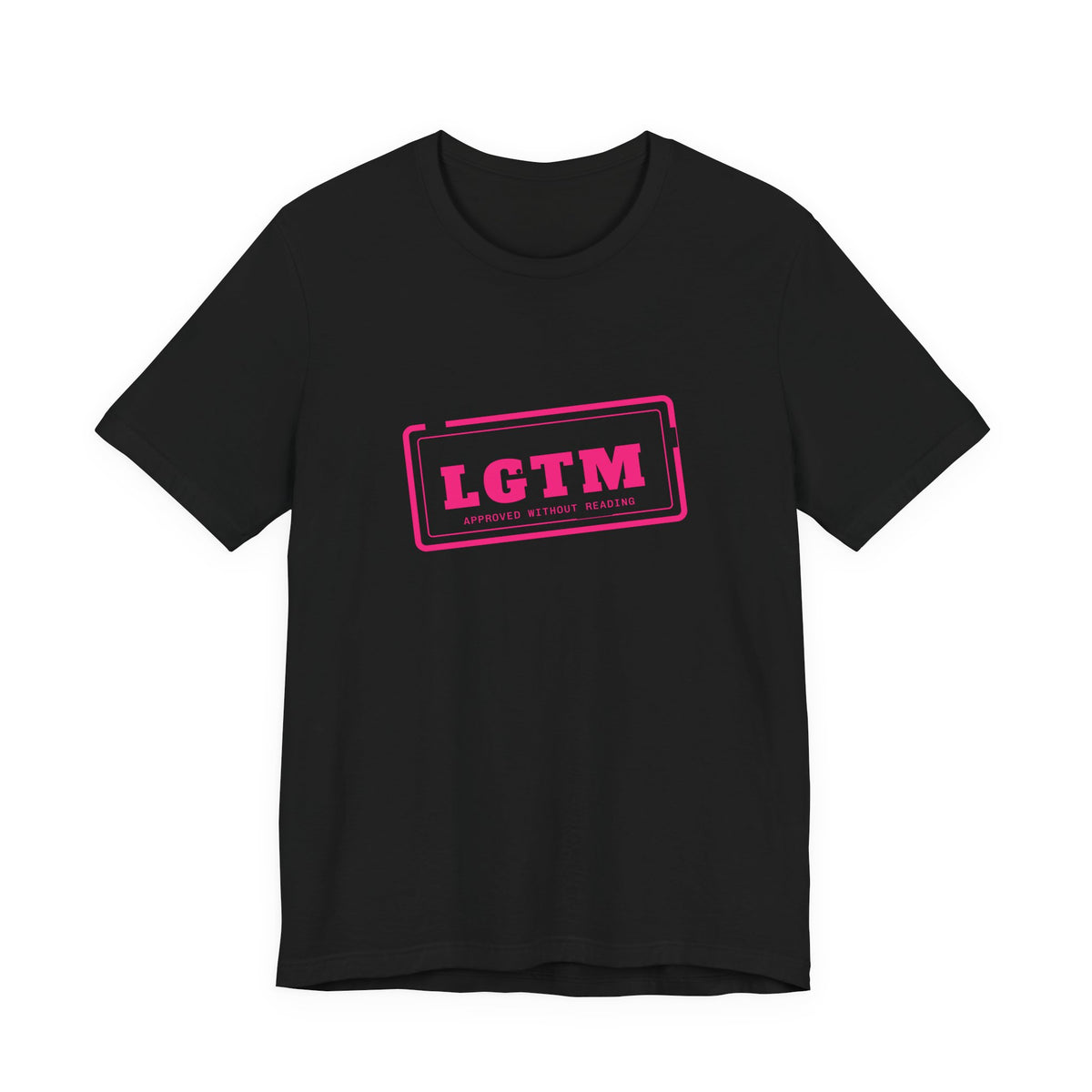 LGTM rubber stamp t-shirt, funny code review gift for programmers (black)