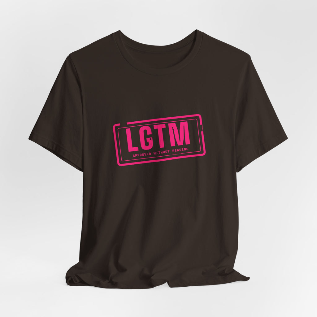 LGTM rubber stamp t-shirt, funny code review gift for programmers