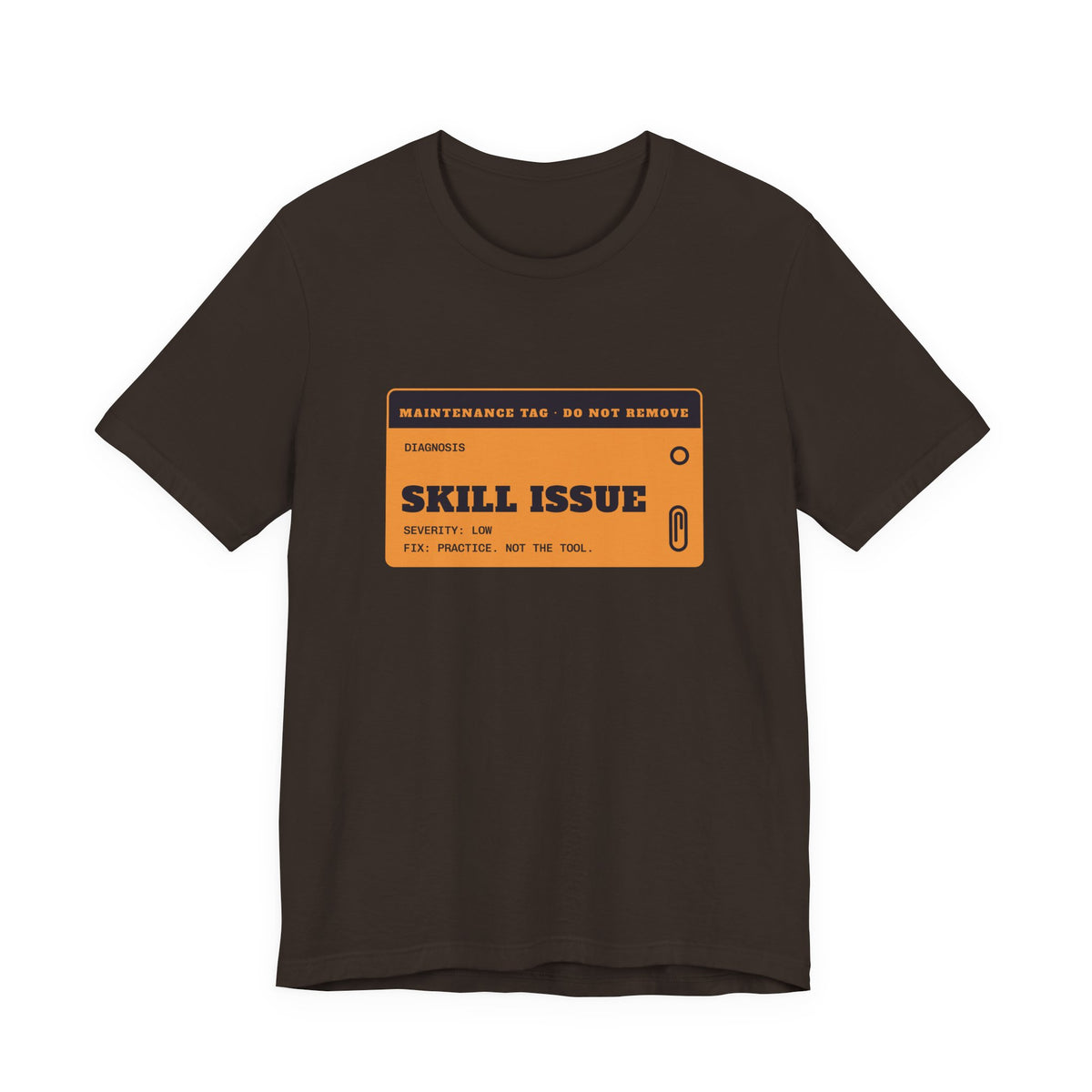 Skill Issue diagnosis t-shirt, funny programmer gift (brown)