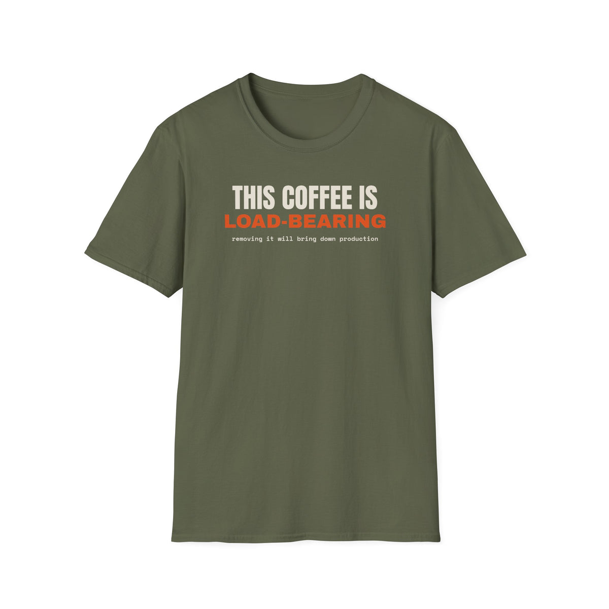 This Coffee Is Load-Bearing t-shirt, funny software engineer gift (military green)