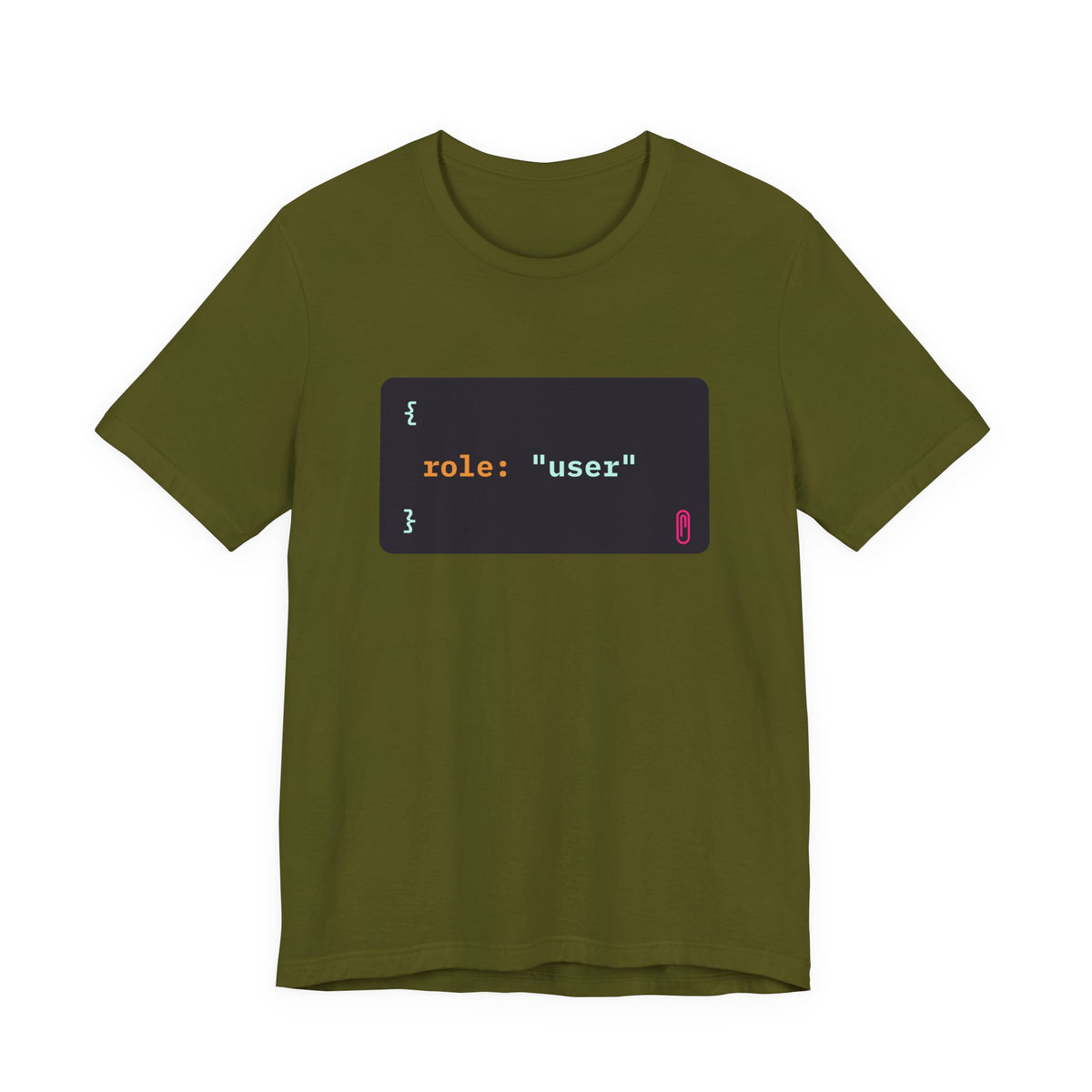 role: user t-shirt, matching AI couples shirt for AI engineers (olive)