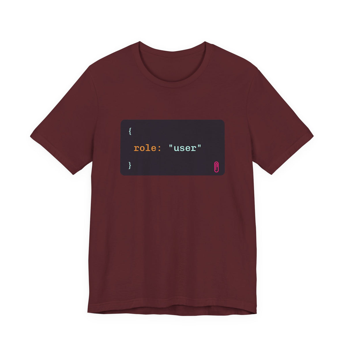 role: user t-shirt, matching AI couples shirt for AI engineers (maroon)