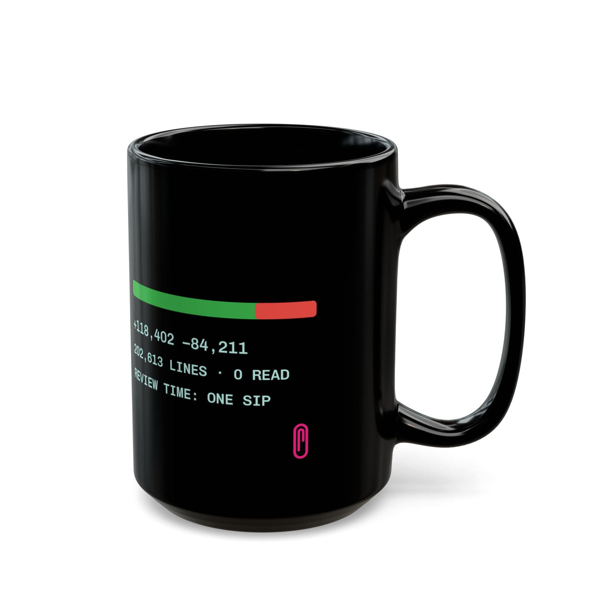 LGTM black coffee mug, funny code review gift for software engineers