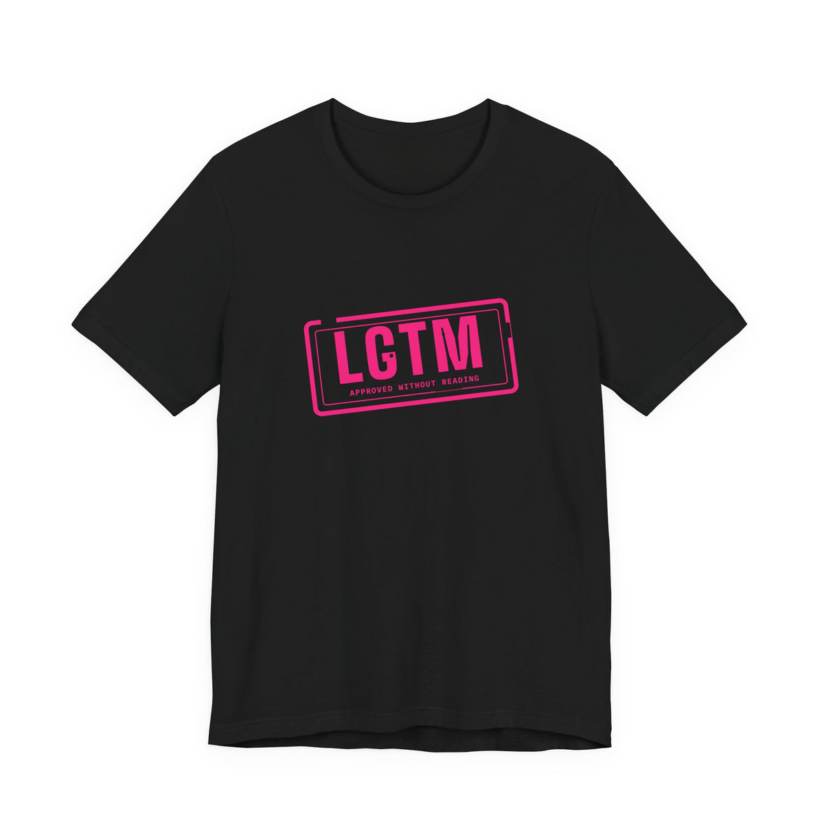 LGTM rubber stamp t-shirt, funny code review gift for programmers (black)