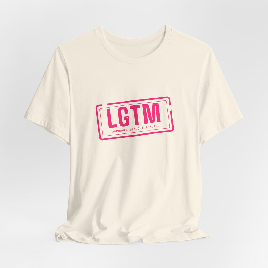 LGTM rubber stamp t-shirt, funny code review gift for programmers