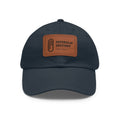 Paperclip Leather Patch Hat, chino twill dad hat with leather patch (navy / light brown patch)