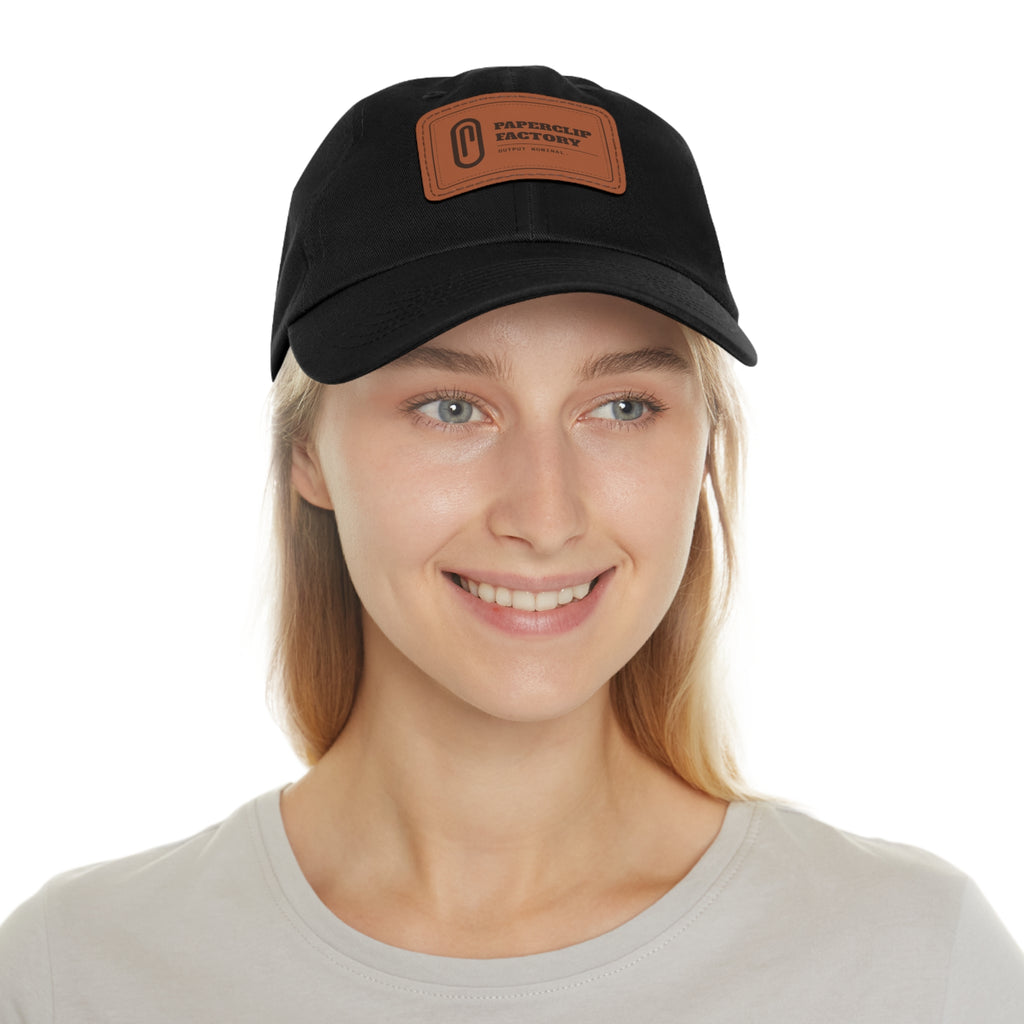 Paperclip Leather Patch Hat, chino twill dad hat with leather patch